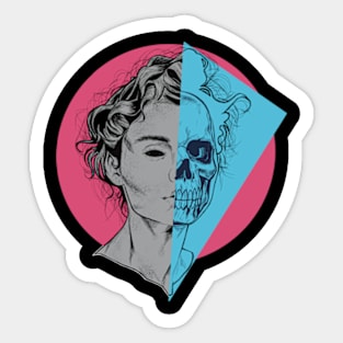 redhead girl skull side Sticker